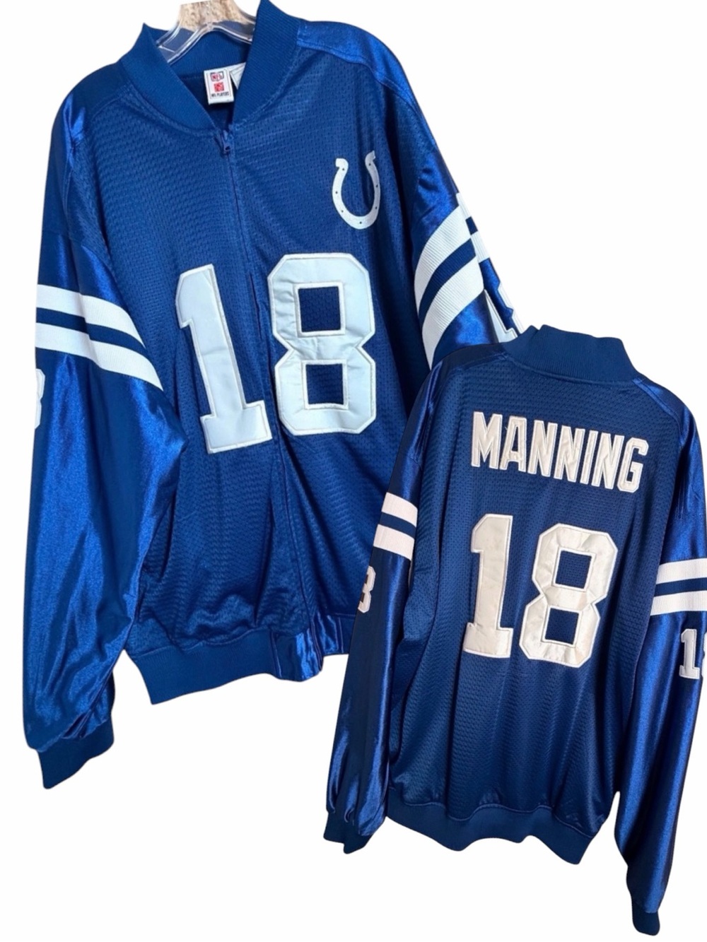 Vintage Y2K Peyton Manning Colts #18 NFL Varsity Jersey Jacket Mens XXL